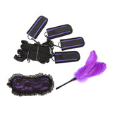 Maxbell 3PCS/SET Adult Sex Toys Handcuff Cuffs Strap Lace Eyemask Feather Stick Kit