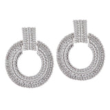 Maxbell Womens Geometric Round Statement Drop Dangle Earrings Jewelry Silver