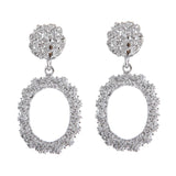 Maxbell Womens Geometric Oval Statement Drop Dangle Earrings Jewelry Silver