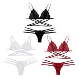 Maxbell Womens 2 Piece Lace Hollow Perspective Bikini Swimsuit Beach Swimwear Set Black S