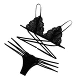 Maxbell Womens 2 Piece Lace Hollow Perspective Bikini Swimsuit Beach Swimwear Set Black M