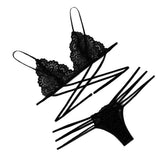 Maxbell Womens 2 Piece Lace Hollow Perspective Bikini Swimsuit Beach Swimwear Set Black XL