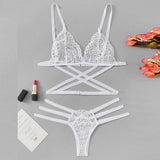 Maxbell Womens 2 Piece Lace Hollow Perspective Bikini Swimsuit Beach Swimwear Set White S