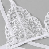 Maxbell Womens 2 Piece Lace Hollow Perspective Bikini Swimsuit Beach Swimwear Set White S