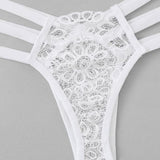 Maxbell Womens 2 Piece Lace Hollow Perspective Bikini Swimsuit Beach Swimwear Set White S