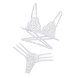 Maxbell Womens 2 Piece Lace Hollow Perspective Bikini Swimsuit Beach Swimwear Set White L