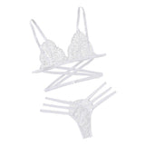Maxbell Womens 2 Piece Lace Hollow Perspective Bikini Swimsuit Beach Swimwear Set White L