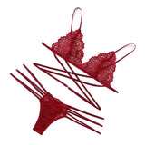 Maxbell Womens 2 Piece Lace Hollow Perspective Bikini Swimsuit Beach Swimwear Set Red S