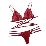 Maxbell Womens 2 Piece Lace Hollow Perspective Bikini Swimsuit Beach Swimwear Set Red S