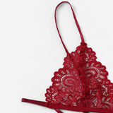 Maxbell Womens 2 Piece Lace Hollow Perspective Bikini Swimsuit Beach Swimwear Set Red M