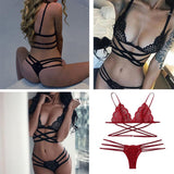 Maxbell Womens 2 Piece Lace Hollow Perspective Bikini Swimsuit Beach Swimwear Set Red XL