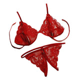 Max Maxb Women 2 Pieces Sexy Lingerie Set Bra and Panty Set Babydoll Open Thong Red