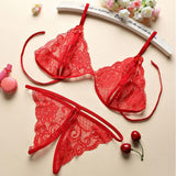Max Maxb Women 2 Pieces Sexy Lingerie Set Bra and Panty Set Babydoll Open Thong Red