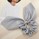 Max Maxb Women Girls Bowknot Hair Scrunchies Solid Hair Ties Bands Accessories Gray