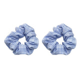 Max Maxb 2 Pieces Plaid Style Womens Hair Scrunchies Elastic Hair Bands Headwear Blue