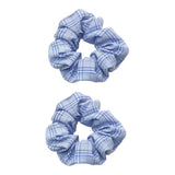 Max Maxb 2 Pieces Plaid Style Womens Hair Scrunchies Elastic Hair Bands Headwear Blue