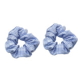 Max Maxb 2 Pieces Plaid Style Womens Hair Scrunchies Elastic Hair Bands Headwear Blue