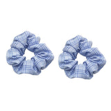 Max Maxb 2 Pieces Plaid Style Womens Hair Scrunchies Elastic Hair Bands Headwear Blue