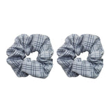 Max Maxb 2 Pieces Plaid Style Womens Hair Scrunchies Elastic Hair Bands Headwear Gray