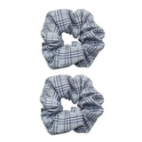 Max Maxb 2 Pieces Plaid Style Womens Hair Scrunchies Elastic Hair Bands Headwear Gray