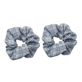 Max Maxb 2 Pieces Plaid Style Womens Hair Scrunchies Elastic Hair Bands Headwear Gray