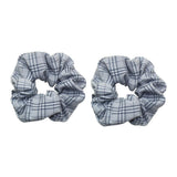 Max Maxb 2 Pieces Plaid Style Womens Hair Scrunchies Elastic Hair Bands Headwear Gray