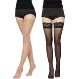 Maxbell Sexy Ladies Sheer Lace Top Thigh High Elasticated Hold Up Stockings Black