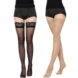 Maxbell Sexy Ladies Sheer Lace Top Thigh High Elasticated Hold Up Stockings Black