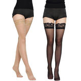 Maxbell Sexy Ladies Sheer Lace Top Thigh High Elasticated Hold Up Stockings Black