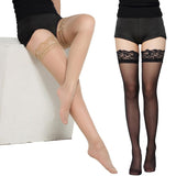 Maxbell Sexy Ladies Sheer Lace Top Thigh High Elasticated Hold Up Stockings Black