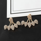 Max Maxb Crystal Earrings Leaf Ear Jacket Front Back Ear Cuffs Stud Earring Rose Gold