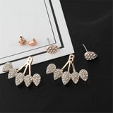 Max Maxb Crystal Earrings Leaf Ear Jacket Front Back Ear Cuffs Stud Earring Rose Gold