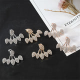 Max Maxb Crystal Earrings Leaf Ear Jacket Front Back Ear Cuffs Stud Earring Rose Gold