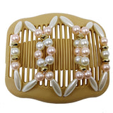 Maxbell Womens Beaded Pearls Magic Elastic Hair Clips Stretchy Double Hair Combs