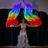 Max Maxb Rainbow Led Dance Fans with LED Lights Belly Dance Prop Stage Activity Tools