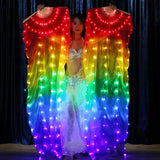Max Maxb Rainbow Led Dance Fans with LED Lights Belly Dance Prop Stage Activity Tools