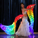Max Maxb Rainbow Led Dance Fans with LED Lights Belly Dance Prop Stage Activity Tools