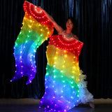 Max Maxb Rainbow Led Dance Fans with LED Lights Belly Dance Prop Stage Activity Tools