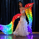 Max Maxb Rainbow Led Dance Fans with LED Lights Belly Dance Prop Stage Activity Tools