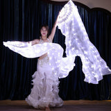 Max Maxb 1pcs LED Fan Veils Belly Dance Silk Fan Dancing Veil Glow LED Light Up Show