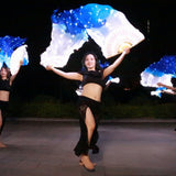 Max Maxb Belly Dancing Silk Right Hand Fan Chinese Handmade Veils Dance Folding Fan