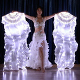 Max Maxb LED Fan Veils Belly Dance Silk Dancing Veil Light Up Show w/ USB Charger