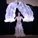 Max Maxb LED Fan Veils Belly Dance Silk Dancing Veil Light Up Show w/ USB Charger