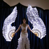 Max Maxb LED Fan Veils Belly Dance Silk Dancing Veil Light Up Show w/ USB Charger