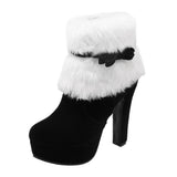 Max Women Platform Faux Suede Ankle Boots Round Toe High Heels Zipper Booties 34