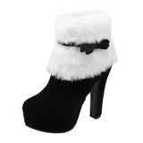 Max Women Platform Faux Suede Ankle Boots Round Toe High Heels Zipper Booties 34