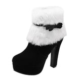 Max Women Platform Faux Suede Ankle Boots Round Toe High Heels Zipper Booties 34