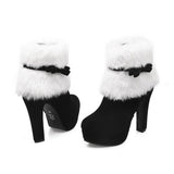 Max Women Platform Faux Suede Ankle Boots Round Toe High Heels Zipper Booties 34