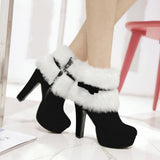 Max Women Platform Faux Suede Ankle Boots Round Toe High Heels Zipper Booties 34