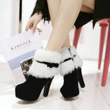 Max Women Platform Faux Suede Ankle Boots Round Toe High Heels Zipper Booties 34